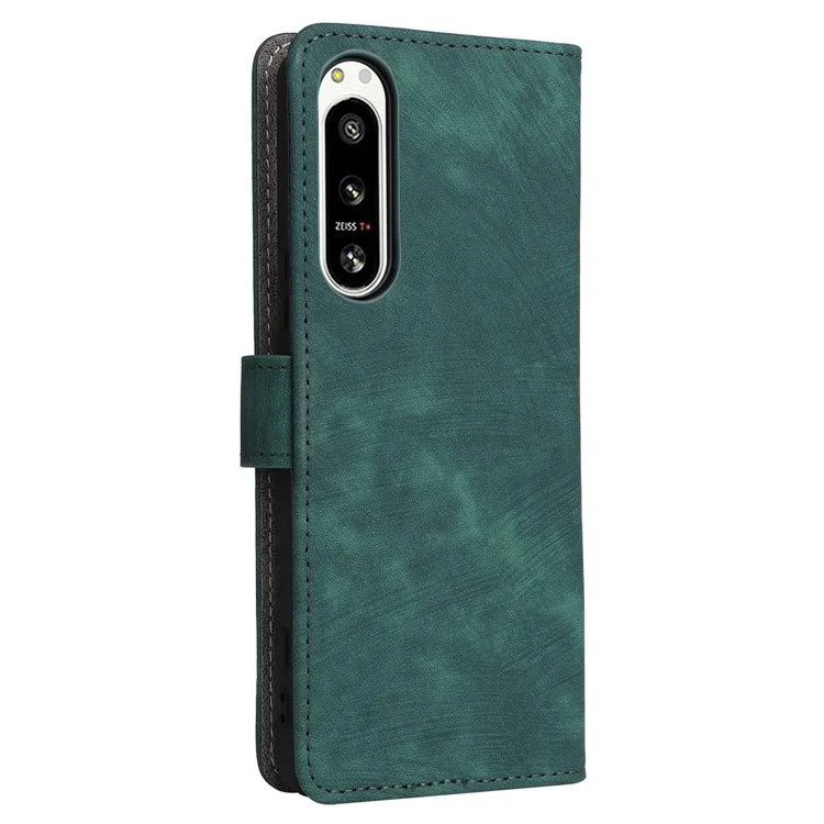 For Sony Xperia 5 IV 5G Case PU Leather Stand Phone Cover RFID Blocking Wallet with Strap - Green