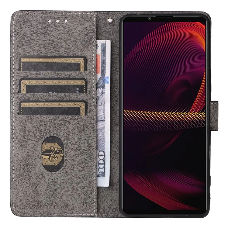 Para Sony Xperia 5 III 5G Case Slim-Fit PU Leather RFID Blocking Phone Cover com Alça - Marrom