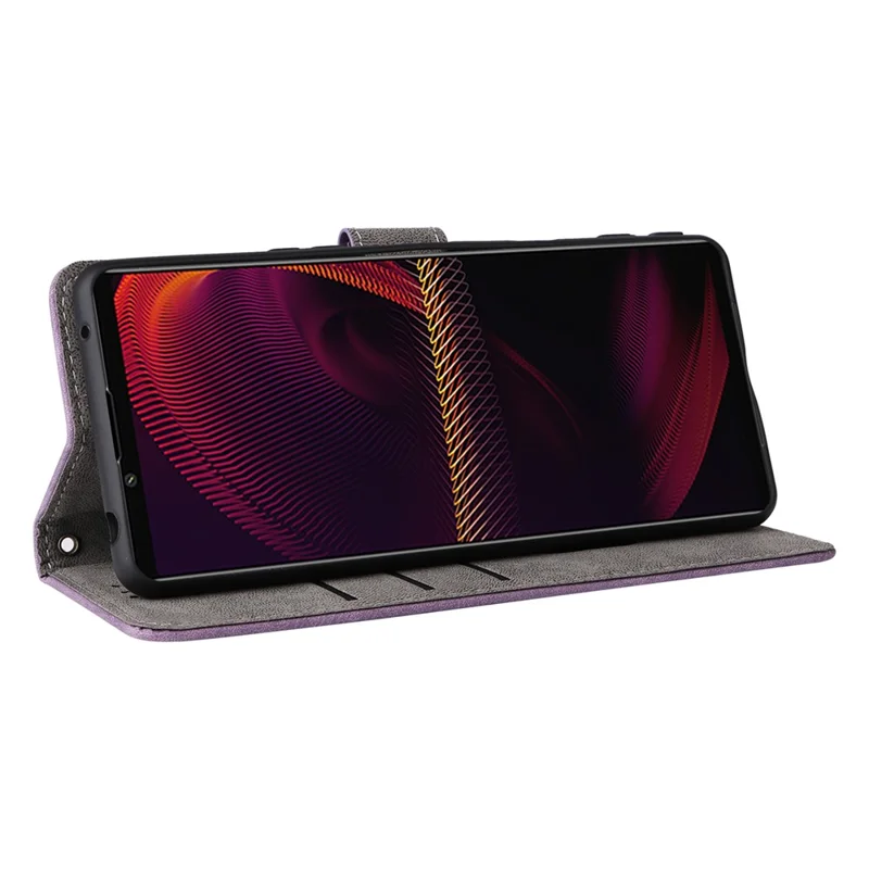 For Sony Xperia 5 III 5G Case Slim-Fit PU Leather RFID Blocking Phone Cover with Strap - Purple