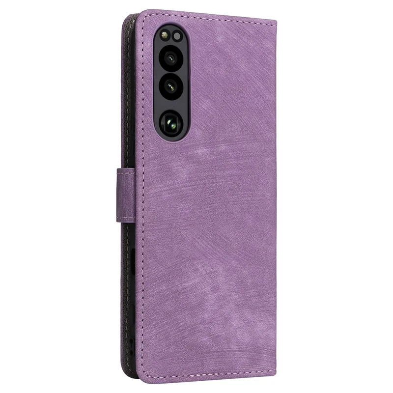 For Sony Xperia 5 III 5G Case Slim-Fit PU Leather RFID Blocking Phone Cover with Strap - Purple