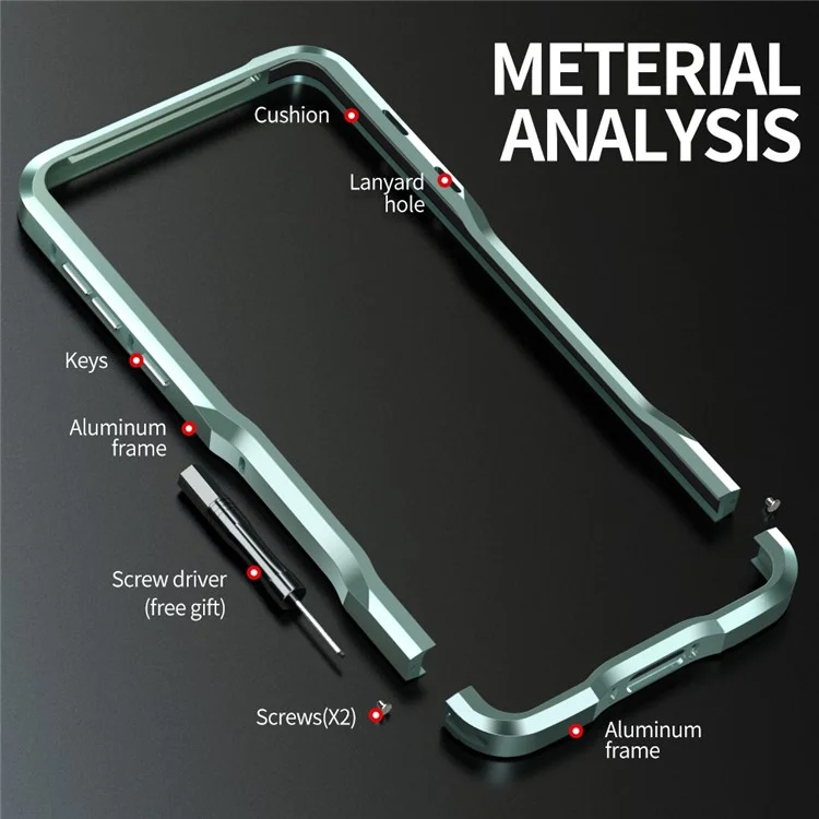 LUPHIE Per Huawei Mate 60 Pro Custodia Bumper Antiurto - Telaio in Metallo Verde Chiaro