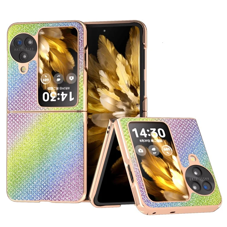 Para Oppo Find N3 Flip 5G Funda Textura de Diamantes Electrochapado Cubierta de Teléfono - Multicolor