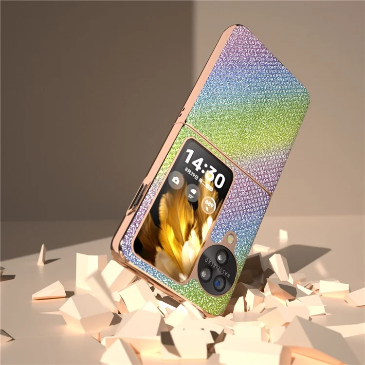 Para Oppo Find N3 Flip 5G Funda Textura de Diamantes Electrochapado Cubierta de Teléfono - Multicolor