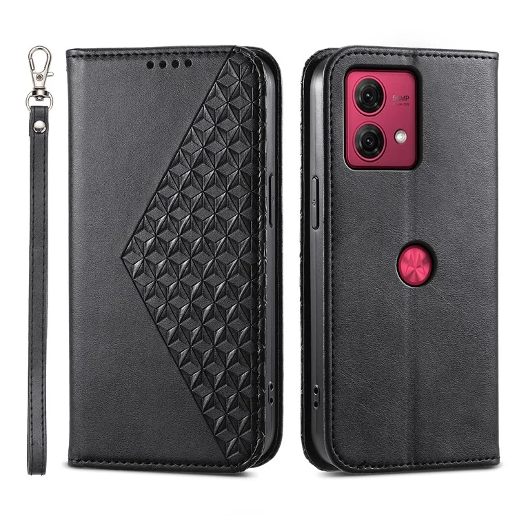 Para o caso Motorola Moto G84 5G Fechamento Automático Magnético Capa de Telefone de Couro - Preto