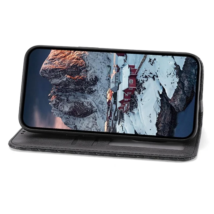 Para o caso Motorola Moto G84 5G Fechamento Automático Magnético Capa de Telefone de Couro - Preto