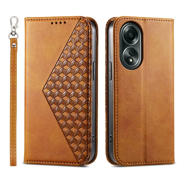 Für Oppo A58 4G Case Geprägtes PU-Leder-Handyhülle mit Geldbörse und Ständer - Gelb