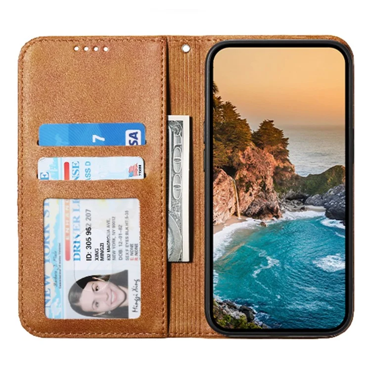 Für Oppo A58 4G Case Geprägtes PU-Leder-Handyhülle mit Geldbörse und Ständer - Gelb