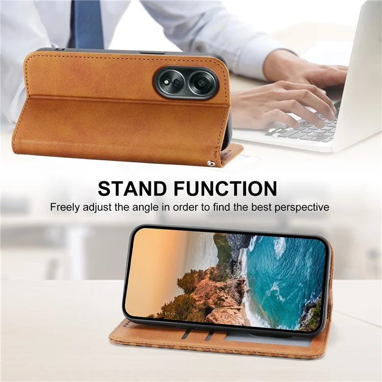 Für Oppo A58 4G Case Geprägtes PU-Leder-Handyhülle mit Geldbörse und Ständer - Gelb