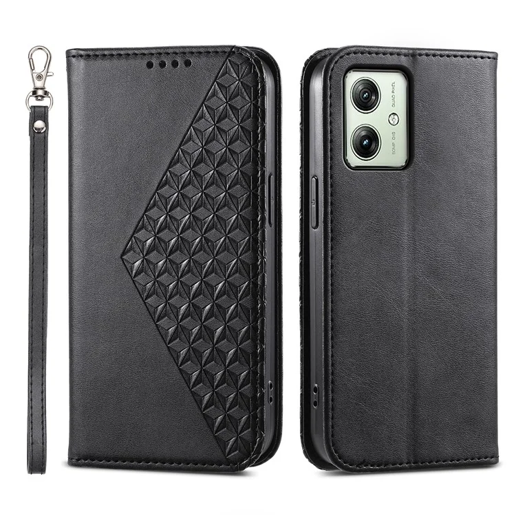 Para Motorola Moto G54 5G Case Wallet PU Leather Imprinted Phone Cover - Preto