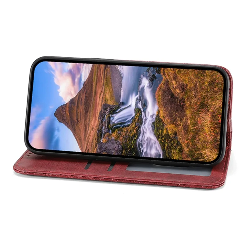 For Motorola Moto G54 5G Case Wallet PU Leather Imprinted Phone Cover - Red
