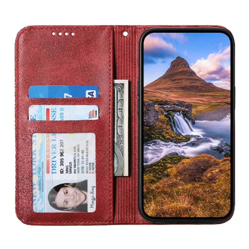 For Motorola Moto G54 5G Case Wallet PU Leather Imprinted Phone Cover - Red