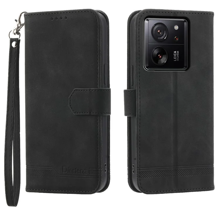 DIERFENG DF-03 per Xiaomi 13T / 13T Pro / Redmi K60 Ultra Custodia Wallet Wallet Phone Shell Stand Protezione in pelle PU - Nero