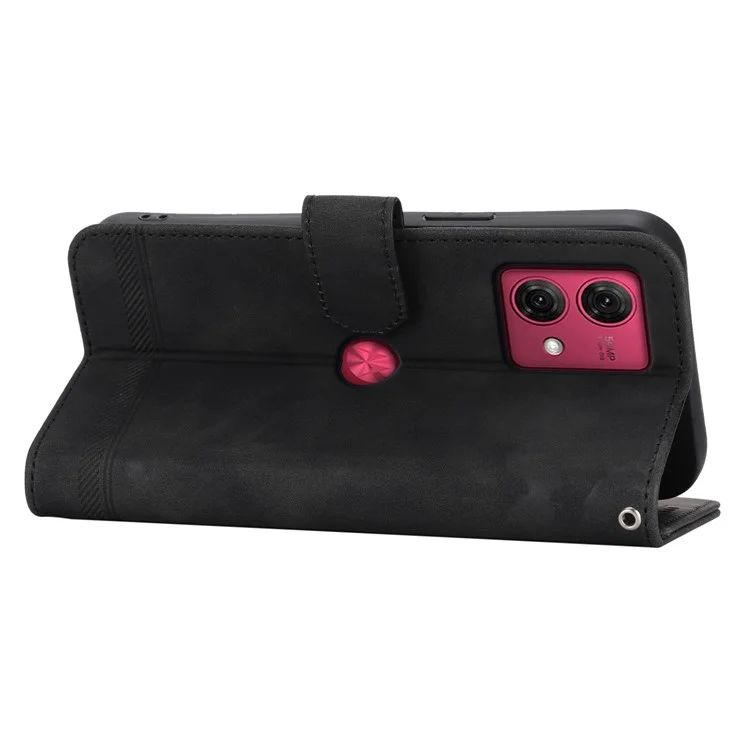 DIERFENG DF-03 For Motorola Moto G84 5G Case PU Leather Flip Phone Stand Cover Wallet - Black