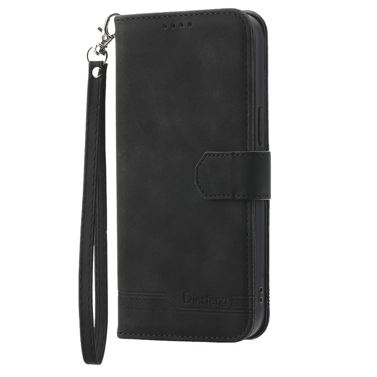 DIERFENG DF-03 For Motorola Moto G84 5G Case PU Leather Flip Phone Stand Cover Wallet - Black
