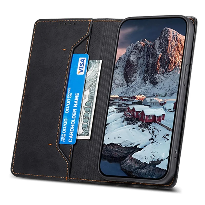 DF-05 Para Oppo A58 4G Funda Bloqueo RFID Cubierta de Piel con Cartera - Negro