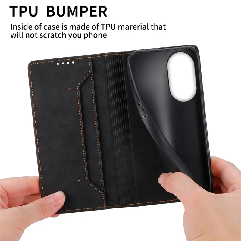 DF-05 Para Oppo A58 4G Funda Bloqueo RFID Cubierta de Piel con Cartera - Negro