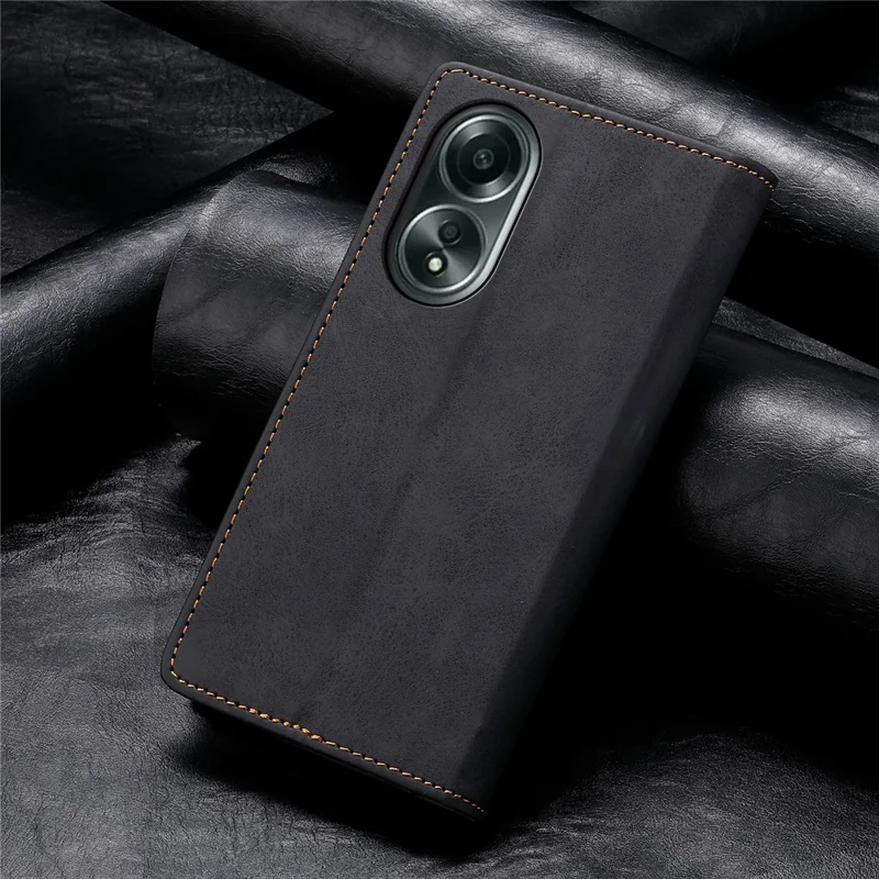 DF-05 Para Oppo A58 4G Funda Bloqueo RFID Cubierta de Piel con Cartera - Negro