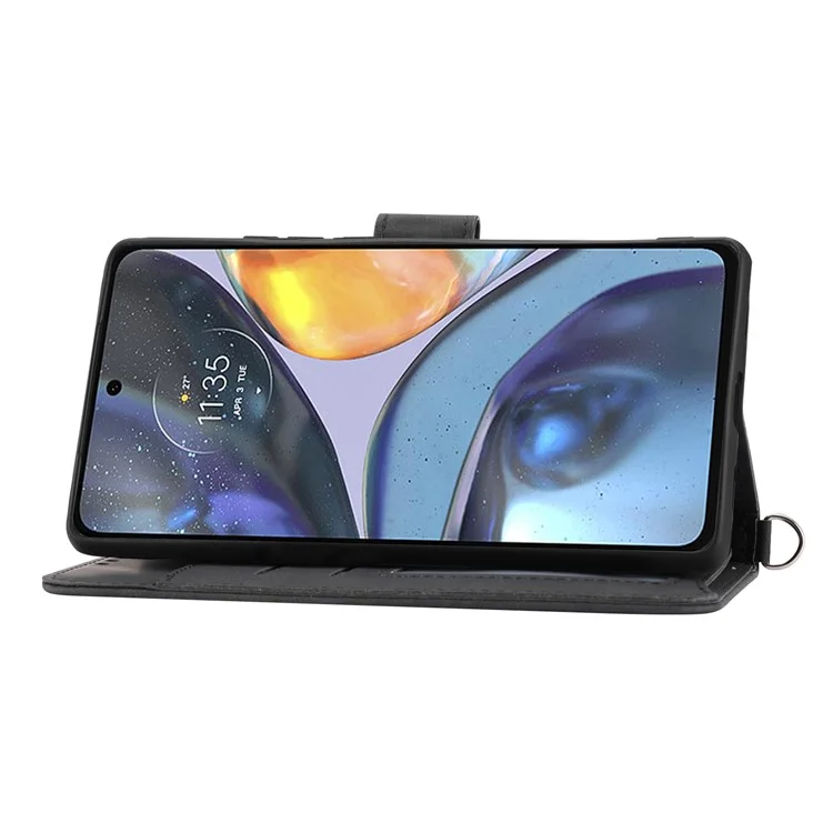 Per Motorola Moto G Stylus (2023) Custodia in Pelle Portafoglio per Telefono con Cinturino da Polso + Cinturino da Spalla - Nero