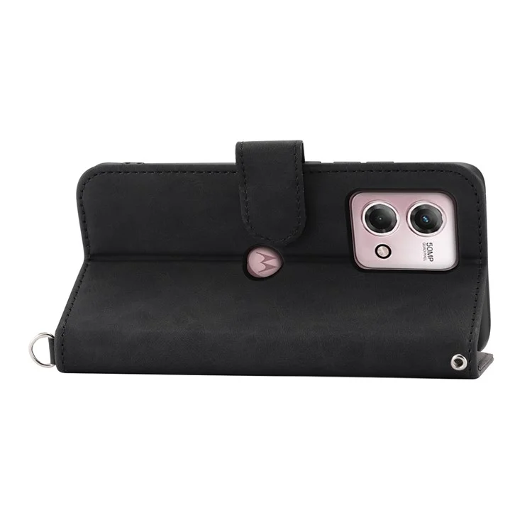 Per Motorola Moto G Stylus (2023) Custodia in Pelle Portafoglio per Telefono con Cinturino da Polso + Cinturino da Spalla - Nero
