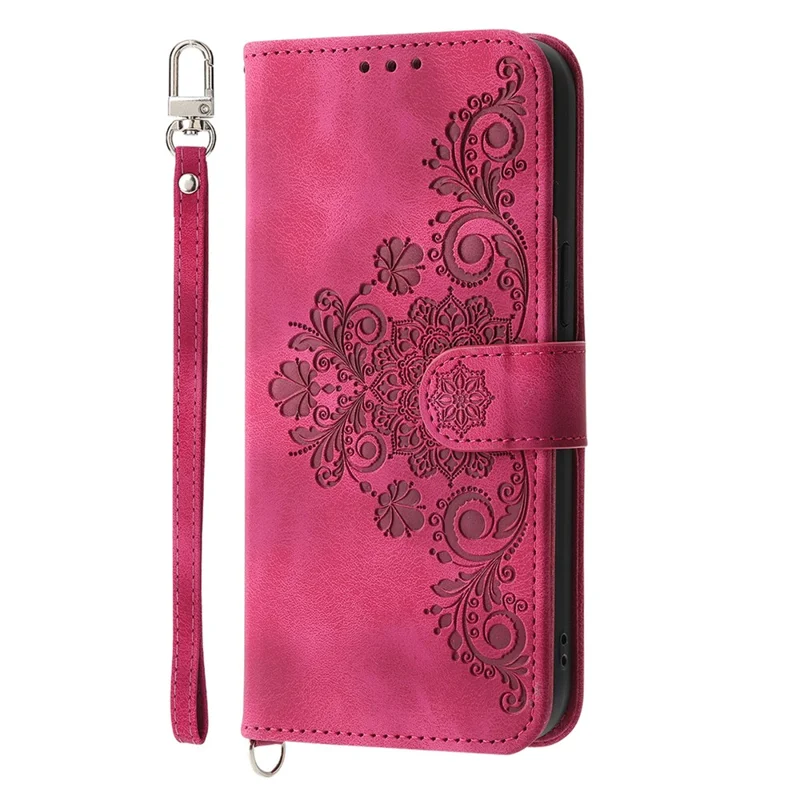 For Xiaomi 13T / 13T Pro / Redmi K60 Ultra Case Wallet Phone Leather Cover with Hand Strap + Shoulder Strap - Wine Red