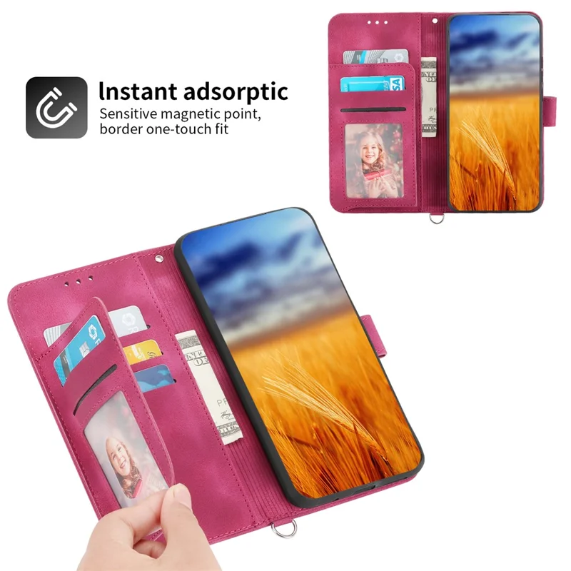 For Xiaomi 13T / 13T Pro / Redmi K60 Ultra Case Wallet Phone Leather Cover with Hand Strap + Shoulder Strap - Wine Red