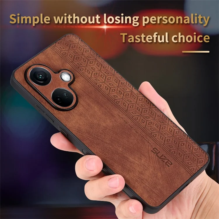 AZNS For Oppo K11 5G / OnePlus Nord CE3 5G Case Imprinted PU Leather+TPU Phone Cover - Brown