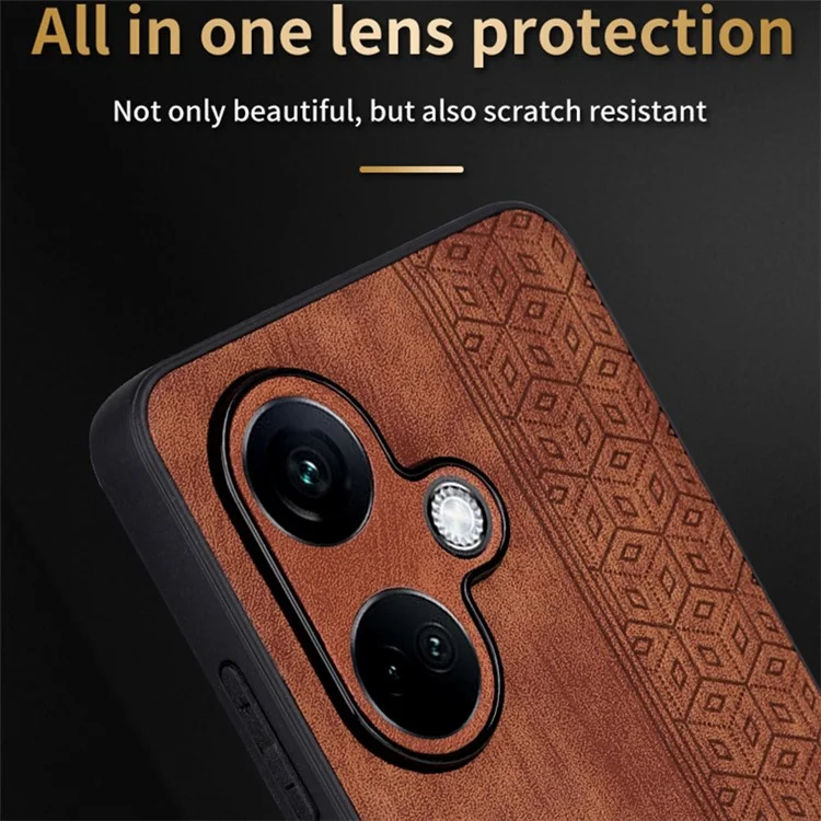 AZNS For Oppo K11 5G / OnePlus Nord CE3 5G Case Imprinted PU Leather+TPU Phone Cover - Brown