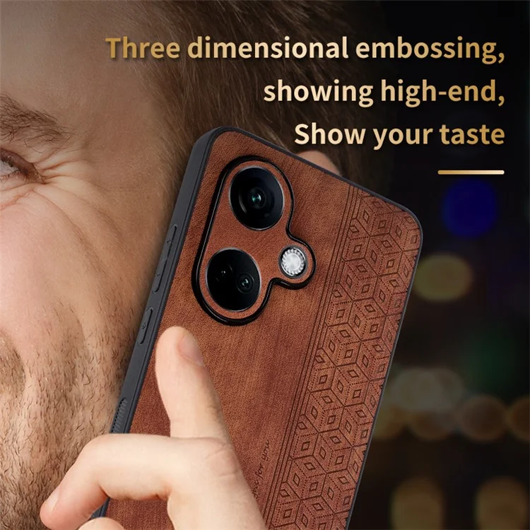 AZNS For Oppo K11 5G / OnePlus Nord CE3 5G Case Imprinted PU Leather+TPU Phone Cover - Brown