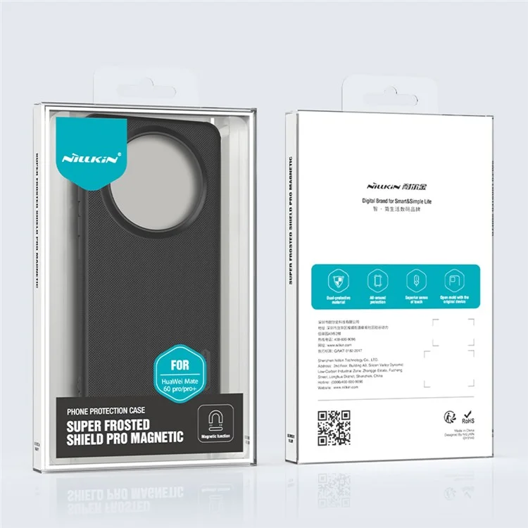 NILLKIN Frosted Shield Pro for Huawei Mate 60 Pro / 60 Pro+ Case Matte PC+TPU Magnetic Phone Cover - Black