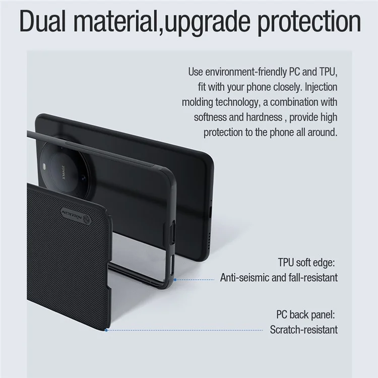 NILLKIN Frosted Shield Pro for Huawei Mate 60 Pro / 60 Pro+ Case Matte PC+TPU Magnetic Phone Cover - Black