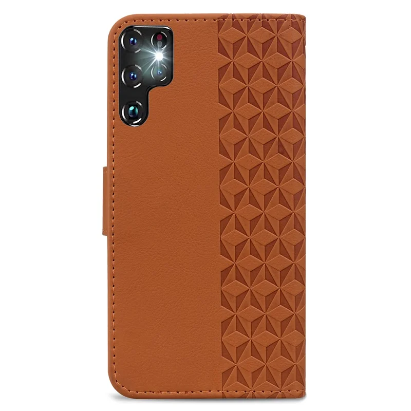 Flip Case til Samsung Galaxy S23 Ultra med Præget PU Læder - Brun