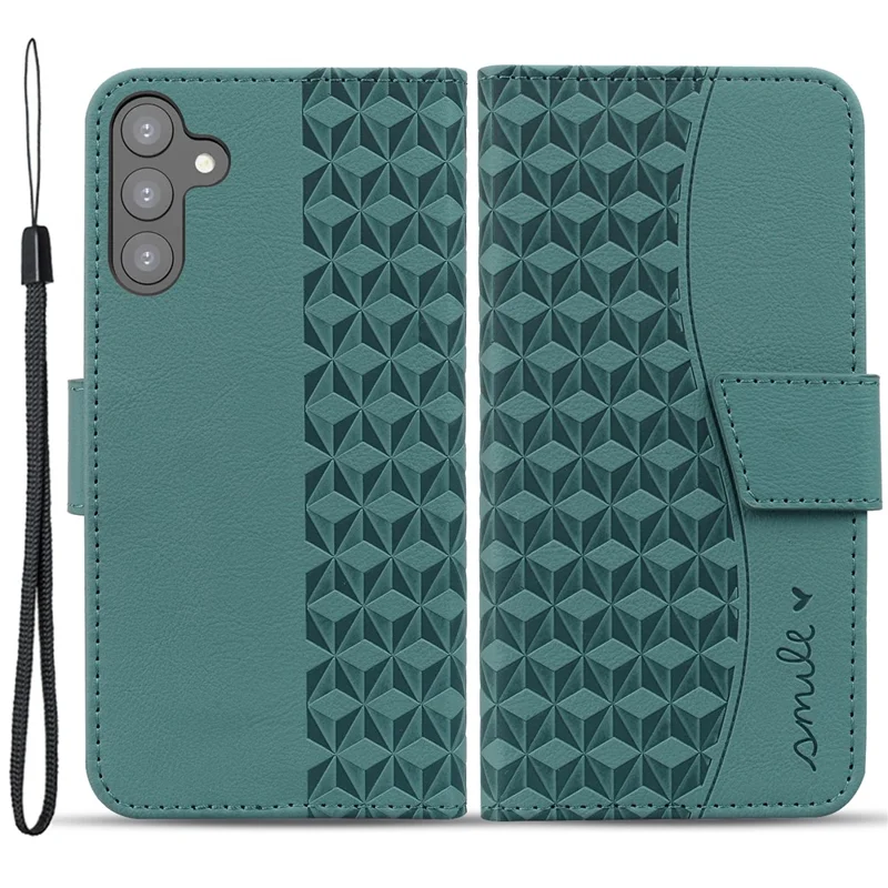 Capa para Samsung Galaxy S23 FE, estojo de carteira de couro com impressão de rombo, verde