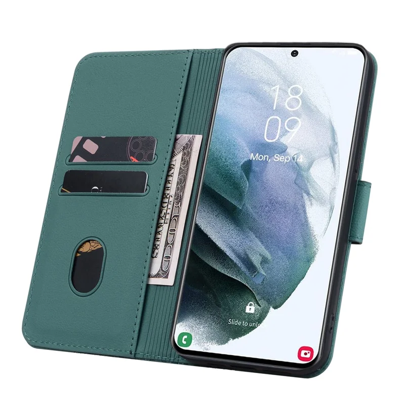 Capa para Samsung Galaxy S23 FE, estojo de carteira de couro com impressão de rombo, verde
