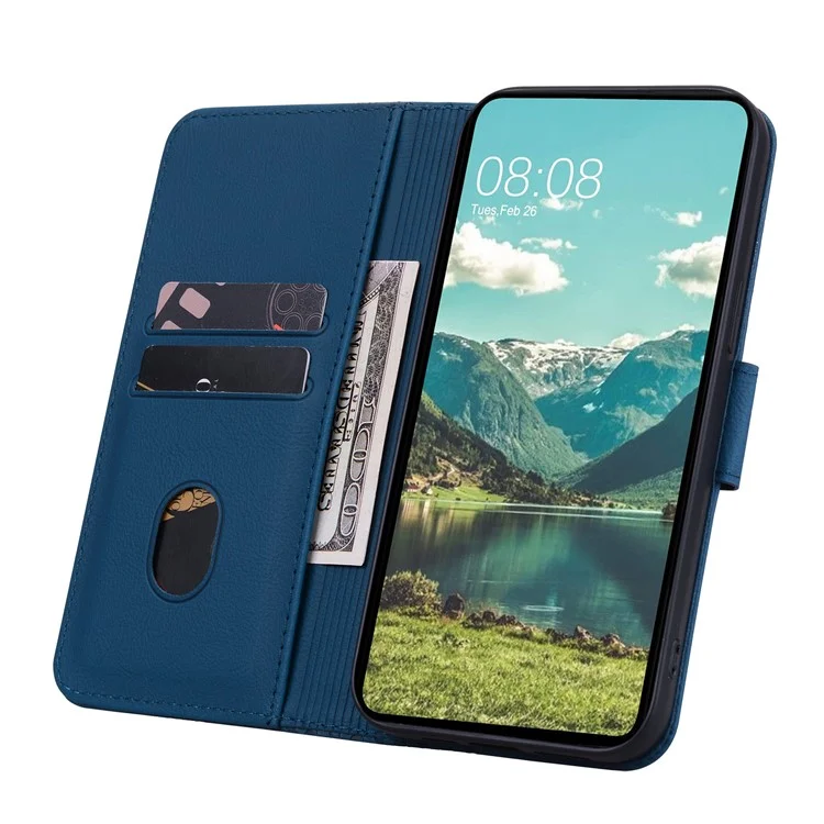 Pour Google Pixel 8 Case Rhombus Imprint PU Leather Wallet Phone Cover with Stand - Sapphire