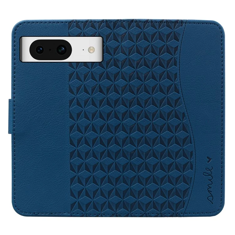 Pour Google Pixel 8 Case Rhombus Imprint PU Leather Wallet Phone Cover with Stand - Sapphire