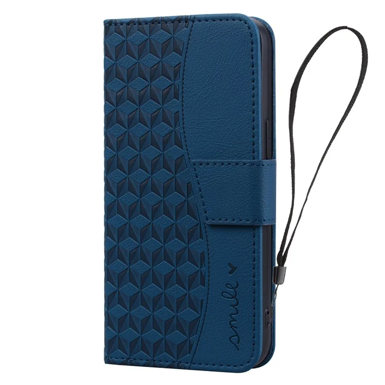 Pour Google Pixel 8 Case Rhombus Imprint PU Leather Wallet Phone Cover with Stand - Sapphire