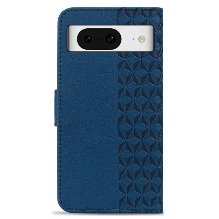 Pour Google Pixel 8 Case Rhombus Imprint PU Leather Wallet Phone Cover with Stand - Sapphire