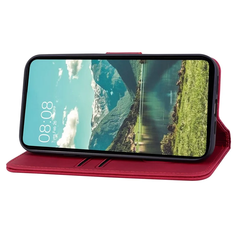For Google Pixel 8 Case Rhombus Imprint PU Leather Wallet Phone Cover with Stand - Wine Red