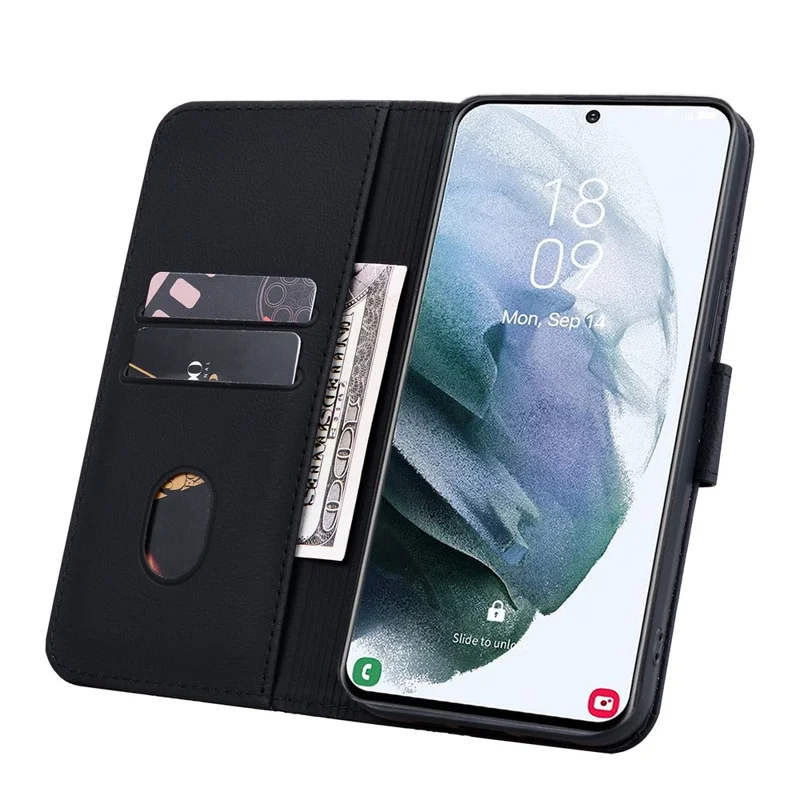 För Samsung Galaxy A54 5G skal Rombsk imprint Anti-slag PU-lädersmartphonehölse - Svart
