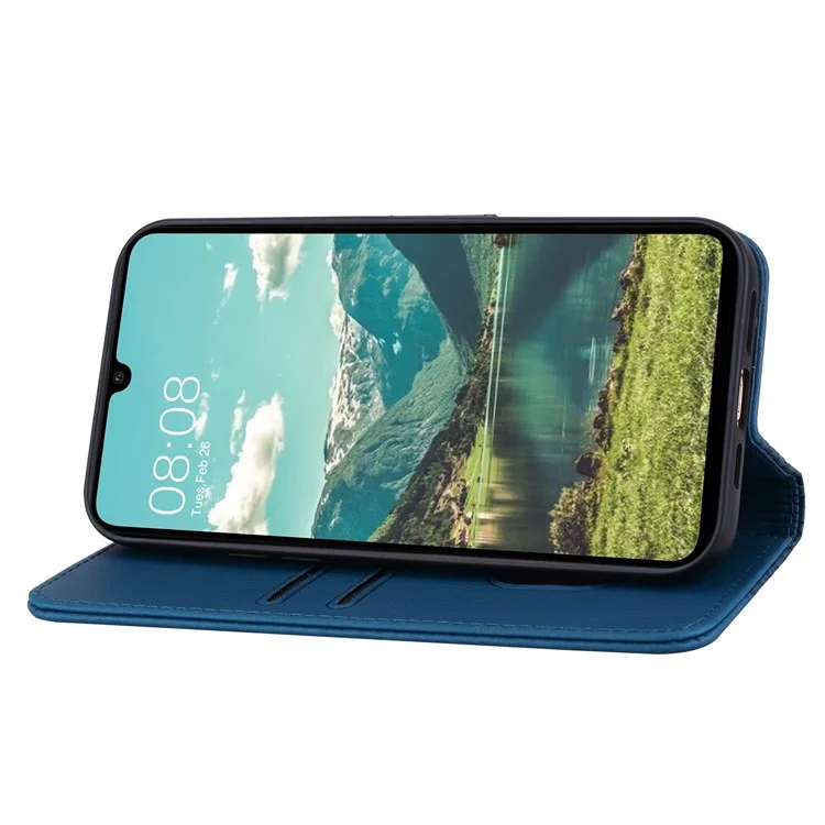 Для Samsung Galaxy A14 5G / A14 4G Чехол Бизнес Тисненый Чехол ПУ Кожаный Защитный Чехол - Сапфир