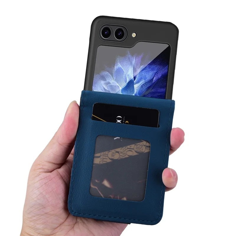 Per Samsung Galaxy Z Flip5 5G Custodia Imprinted PU Pelle+PC Cover per Telefono - Zaffiro