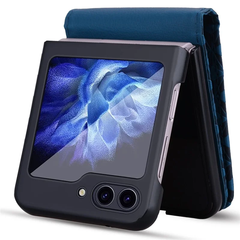 Per Samsung Galaxy Z Flip5 5G Custodia Imprinted PU Pelle+PC Cover per Telefono - Zaffiro