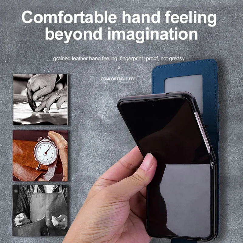 Per Samsung Galaxy Z Flip5 5G Custodia Imprinted PU Pelle+PC Cover per Telefono - Zaffiro