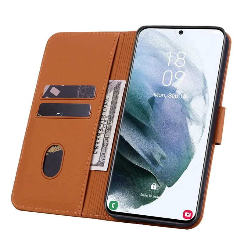 Для Samsung Galaxy S23+ Case Imprinted PU Leather Wallet Stand Smartphone Cover - Коричневый