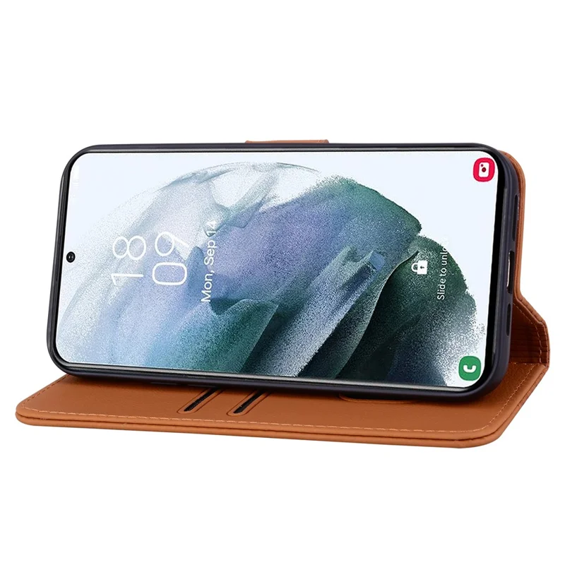 Для Samsung Galaxy S23+ Case Imprinted PU Leather Wallet Stand Smartphone Cover - Коричневый