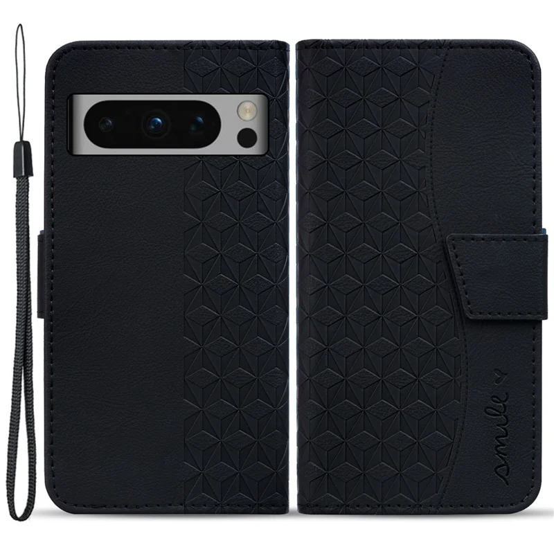 Funda para Google Pixel 8 Pro Caso Impresión de rombos Protección completa Cubierta de teléfono de cuero PU - Negro