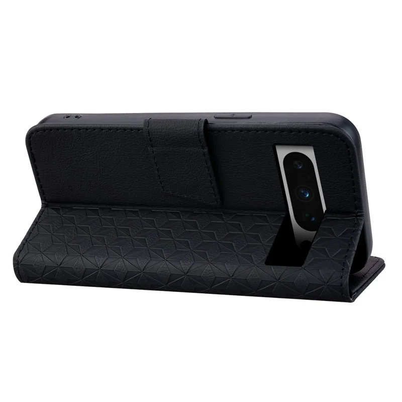 Funda para Google Pixel 8 Pro Caso Impresión de rombos Protección completa Cubierta de teléfono de cuero PU - Negro