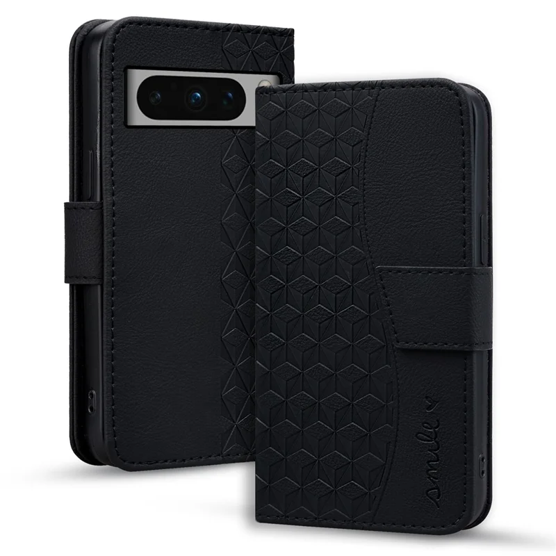 Funda para Google Pixel 8 Pro Caso Impresión de rombos Protección completa Cubierta de teléfono de cuero PU - Negro