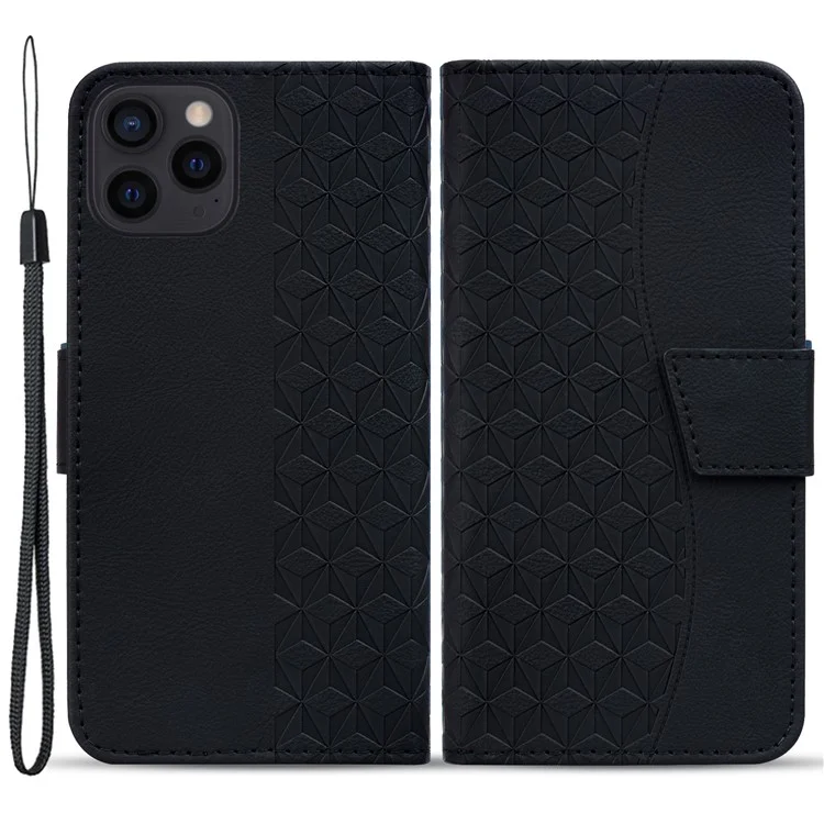 Für iPhone 15 Pro Max Case PU-Leder Brieftasche Geprägte Telefonständer-Abdeckung - Schwarz
