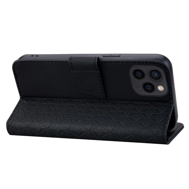 Für iPhone 15 Pro Max Case PU-Leder Brieftasche Geprägte Telefonständer-Abdeckung - Schwarz
